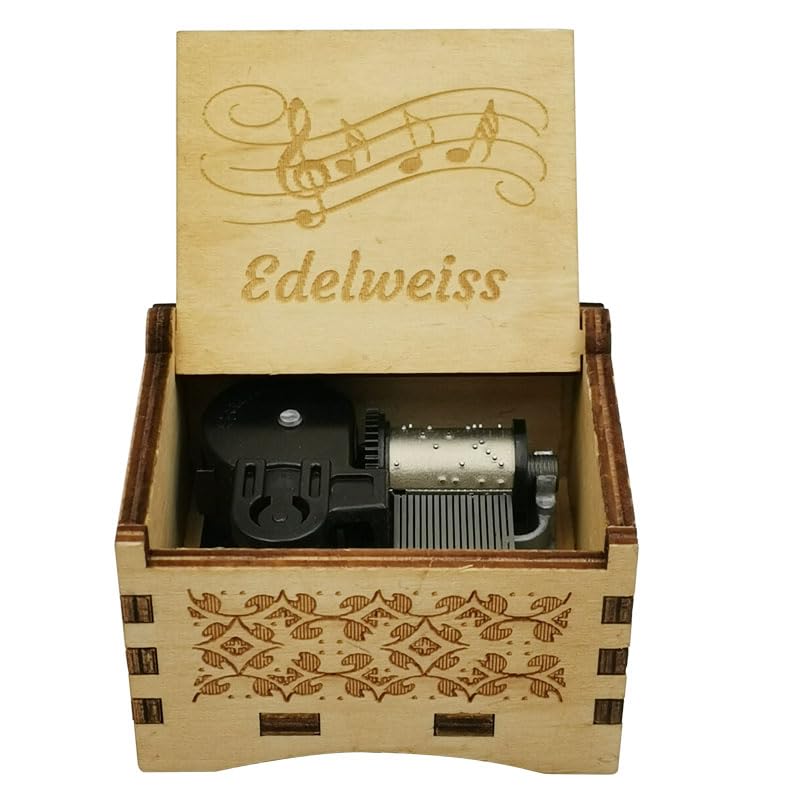 Edelweisses wind-up Music Box Laser Clockwork Automatic Musical Box for Men Women Christmas gifts (Edelweisses)
