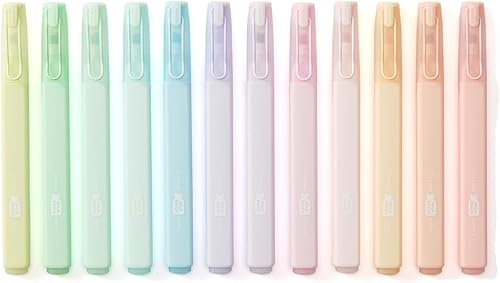 Resaltadores estéticos, paquete de 12, sin sangrar, secado rápido, fácil de sostener, para diario, planificador bíblico, notas, suministros de