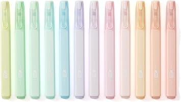 Pastel Highlighters Set, 12 Soft Pastel Colors No Bleed, Quick-Dry Chisel Tip Highlighter Pens for Bible, Journals, Planners, Notes & Books
