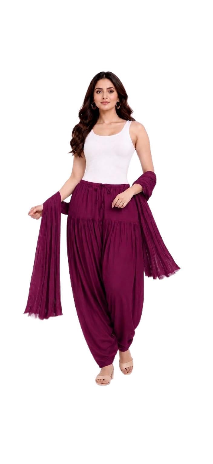 Women's Easy-Fit Cotton Semi-Patiala Pants & Vibrant Dupatta Combo | Free Size Ethnic Set | Stylish Free Size Ethnic Bottom Wear for Women | Multicolor-image-11