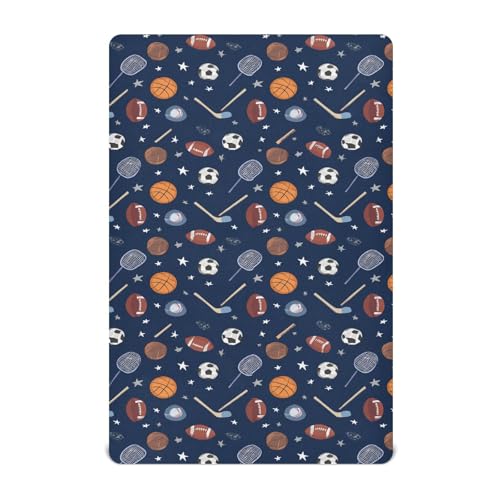 Image of Baby Crib Sheet Team Sports Crib Mattress for Boys and Girls Playard Sheet Soft Breathable Fitted Baby Mattress Cover 52x28in