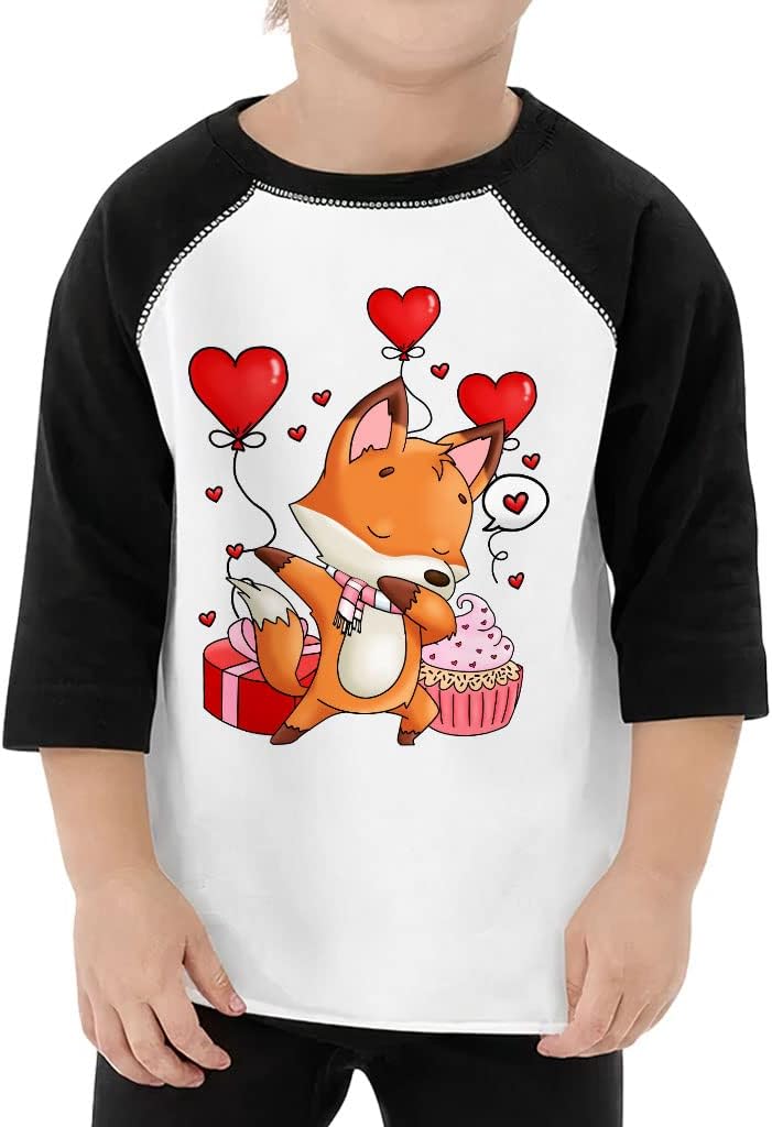 Kawaii Fox Toddler Baseball T-Shirt - Trendy 3/4 Sleeve T-Shirt - Graphic Kids' Baseball Tee