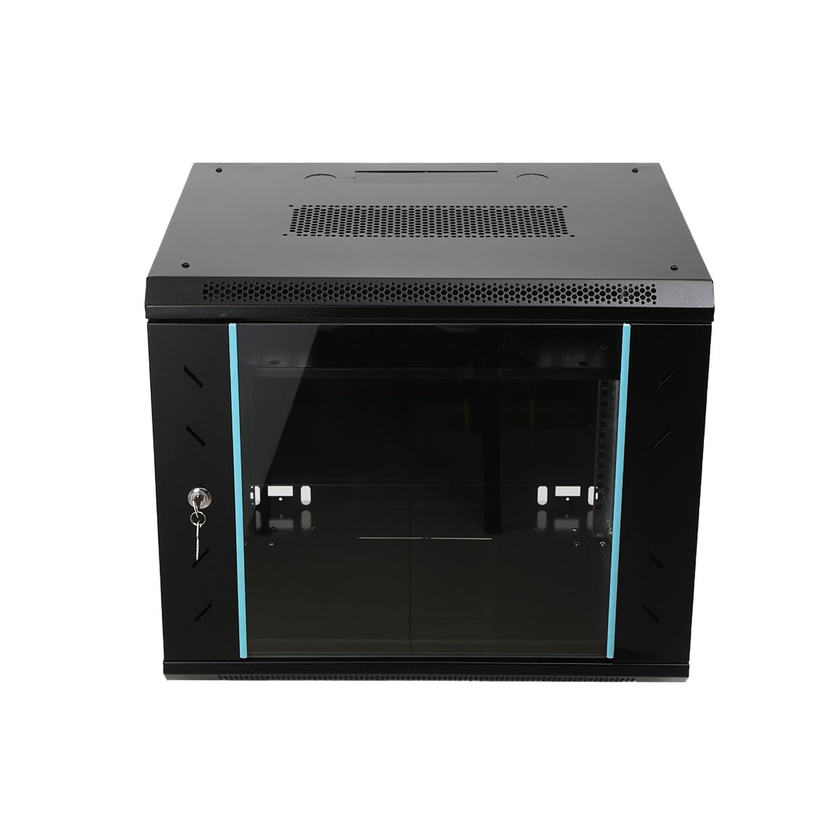 Armoire réseau 19 Pouces 9U Baie de Brassage, Montage Mural ou au Sol -Coffret Armoire Réseau pour Serveur, réseau et Informatique, HxLxP 500x600x450mm, Charge Max. 60 kg, Porte vitrée, Noir