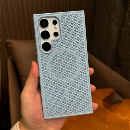 Coque magnétique pour Samsung S22 Plus, protection mate anti-chauffe bleu ciel