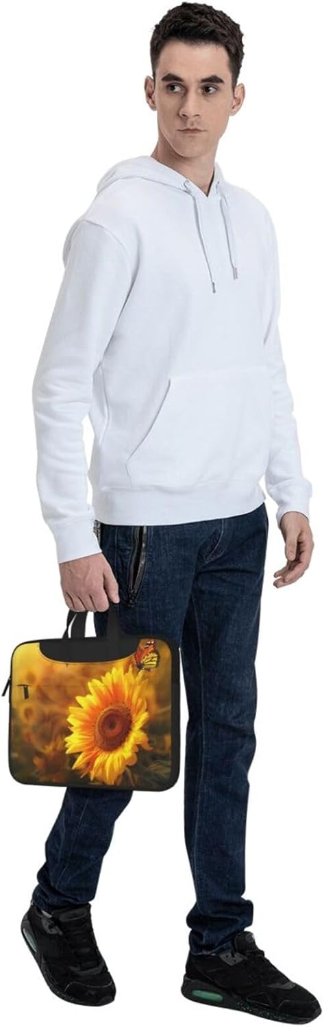 Sunny Sunflower Butterfly Printed Laptop Tote Bag Travel Business Computer Bag Work Bag for Men Women