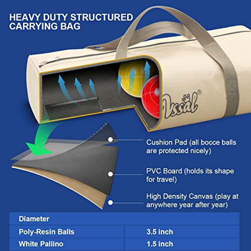 image for VSSAL Bocce Balls Set 90mm for Backyard Lawn Beach Outdoor Family Bocc