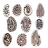 Royal Kraft Paisley Wooden Printing Stamps (Set of 10) - DIY Henna Fabric Textile Paper Clay Pottery