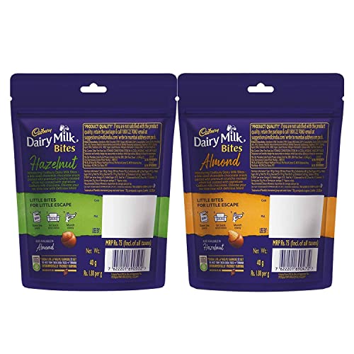 Image of Cadbury Dairy Milk Almond Bites 30 g (Pack of 3) + Cadbury Dairy Milk Hazelnut Bites 30 g (Pack of 3)