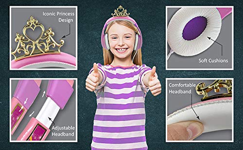 Disney Princess Kids Headphones For Kids Adjustable Stereo Tangle-Free 3.5Mm Jack Wired Cord Over Ear Headset For Children Parental Volume Control Kid Friendly Safe (Frustration Free Packaging), Dp-140.Exv6, Pink #TOP3