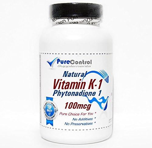 Natural Vitamin K-1 Phytonadione 100mcg // 200 Capsules // Pure // by PureControl Supplements