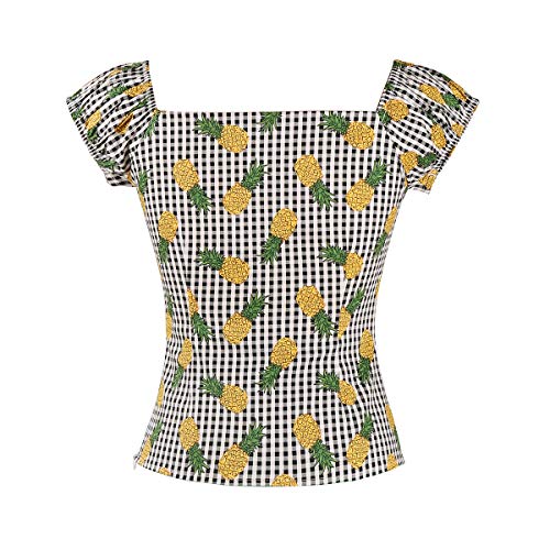 Image of YARN & INK Women's Rockabilly Tops 1950s Pinup Shirt Casual Off Shoulder Vintage Blouse