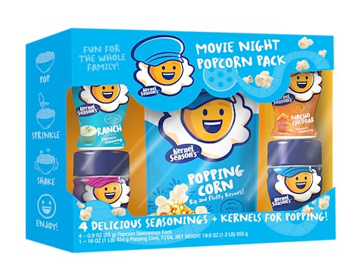 Kernel Season's Suministros para noche de cine, paquete de palomitas de maíz y condimentos, paquete variado de 4 sabores