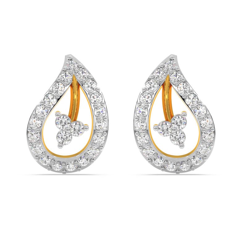 Image of KISNA JEWELS 14KT|18KT BIS Hallmark Pure Gold and Diamond Stud Earrings For Women with Screw Back clouser