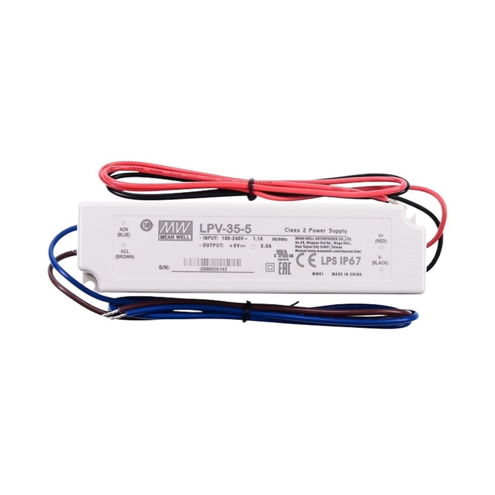 FCARUMIQP LPV-35 LED Driver 110/220VAC To 5V 12V 15V 24V DC 36W Waterproof IP67 Constant Voltage Switching Power Supply(Lpv-35-5 5v 6a)