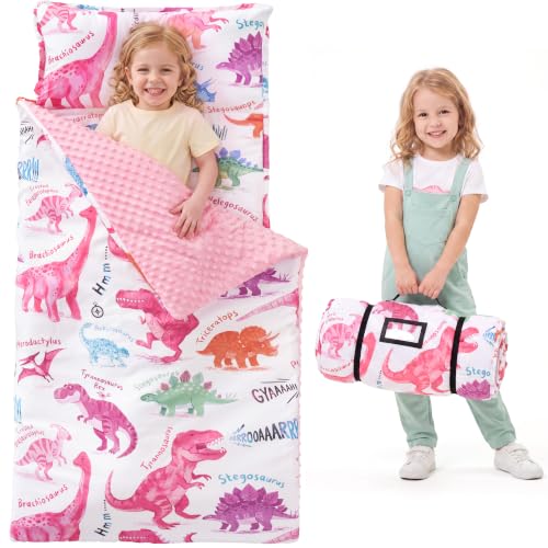 Image of JOIEDOMI Toddler Nap Mat with Removable Pillow and Minky Blanket 55''x30'' Kids Sleeping Bag for Boys and Girls Ages 3-6 Roll Up Soft Nap Mats for Preschool Kindergarten Daycare Sleepover