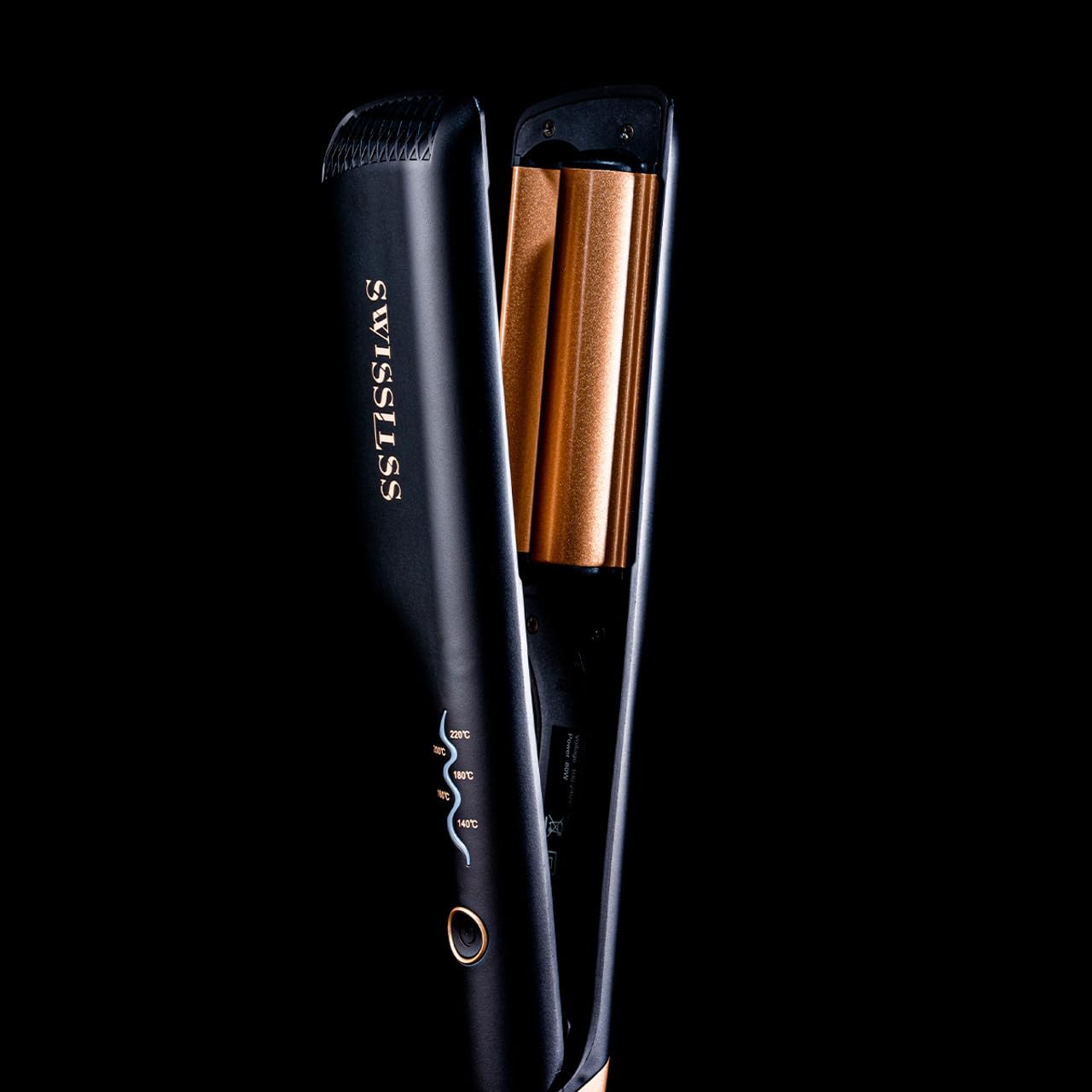 SWISSLISS - Piastra per Capelli Ondulata - The Wavy Edition - 5 livelli di temperatura da 140 a 220°C - Piastre 100% ceramica - 80W