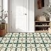 IVN 10PCS 12x12 Inch Peel and Stick Vinyl Floor Tiles Green Orange Vintage Floral Boho Mediterranean Self Adhesive Removable Flooring Stick On Tile Sticker for Kitchen Bathroom Home Decor