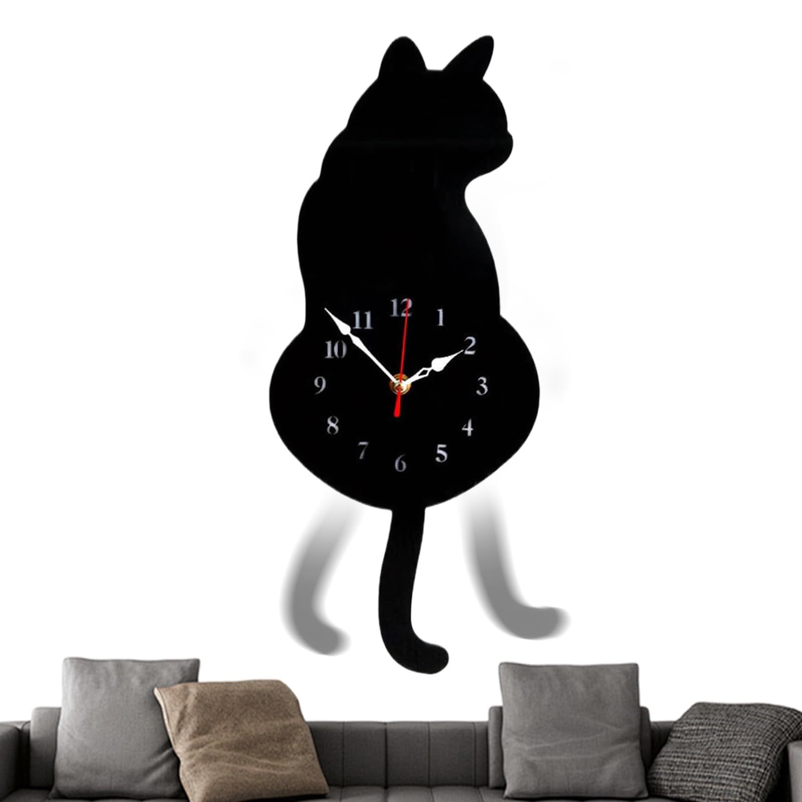 Horloge murale silencieuse à balancier chat pour un intérieur sans bruit