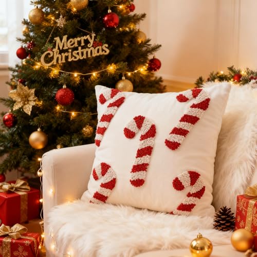PIujsym Kissenbezug Weihnachten 45x45cm – Baumwolle Leinen...
