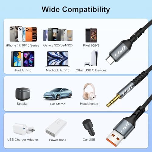 Cable USB C a Jack 3.5 mm para auto, 4 ft miniatura 4