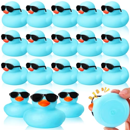 Sosation 36 Pcs Blue Mini Rubber Ducks with Sunglass in Bulk 2.2", Solid