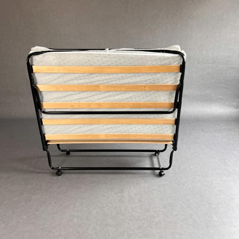 Lit Pliant 120 cm - Lit d’Appoint ou Régulier Adulte, Mousse Confort, Structure Acier Renforcé, Pliable Compact avec roulettes