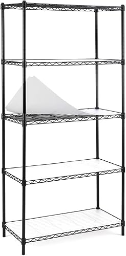 Catalina Creations Estantería de 5 estantes, estante de alambre ajustable con revestimientos de estantes, estantes de almacenamiento resistentes,