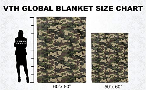 Vth Global Green Military Camouflage Camo Pattern Birthday Christmas Fleece Sherpa Blanket Bed Throw Tapestry Wall Hanging (Green Military Camo, Fleece - 50X60) #TOP6