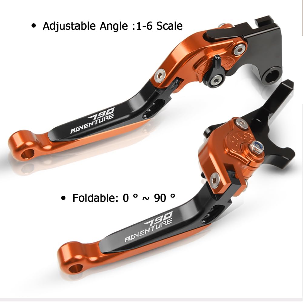 790 Adventure Palanca de Manetas Embrague de Freno Regulables para 790 Adventure R 2017 2018 2019 (Naranja/Nero)