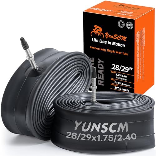 2PCS 28/29 45/62-622 HeavyDuty Inner Tubes 28/29x1.75 28/29x1.95 28/29x2.10 28/29x2.25 28/29x2.35 28/29x2.40 RFV40mm Presta Valve Compatible 28/29x1.75/2.40 MTB/Road Bike Tyres