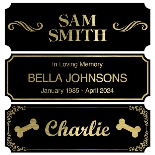 Image of Custom Engraved Name Plate, Personalized Brushed Black /Gold Name Plaque, 2x4 Inches, Durable Engravable Impact Material, Made in The USA by My Sign Center
