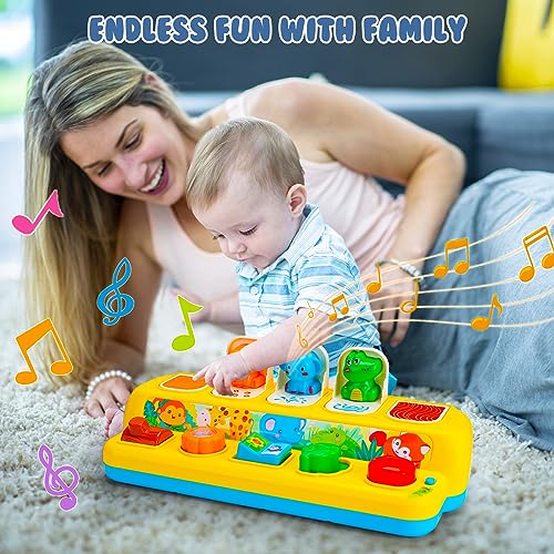 Hieoby 35165M Interactive Pop Up Animal Toys With Music & Light, Montessori Cause And Effect Toys For 1 Year Old Boy Girl Early Learning Musical Baby Toys 9-12-18 Months Stem Toddler Toys Age 1-2 Gift thumb #1