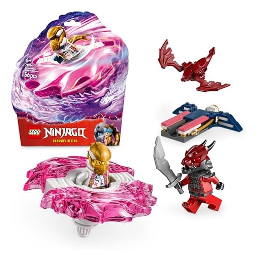 LEGO NINJAGO Sora’s Dragon Spinjitzu Spinner Set with 2 Minifigures & Flying Elements - Ninja Building Toy for 6+ Year Old Boys & Girls - Small Gift Idea - 71824