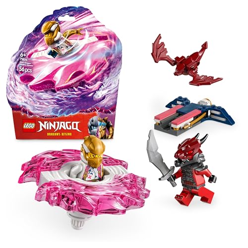 LEGO Ninjago Spinjitzu Spinner do dragão de Sora de brinquedo de ação, conjunto de construção de peonza com 2 minifiguras e armas ninja, presente para meninos e meninas de 6 anos ou mais 71824
