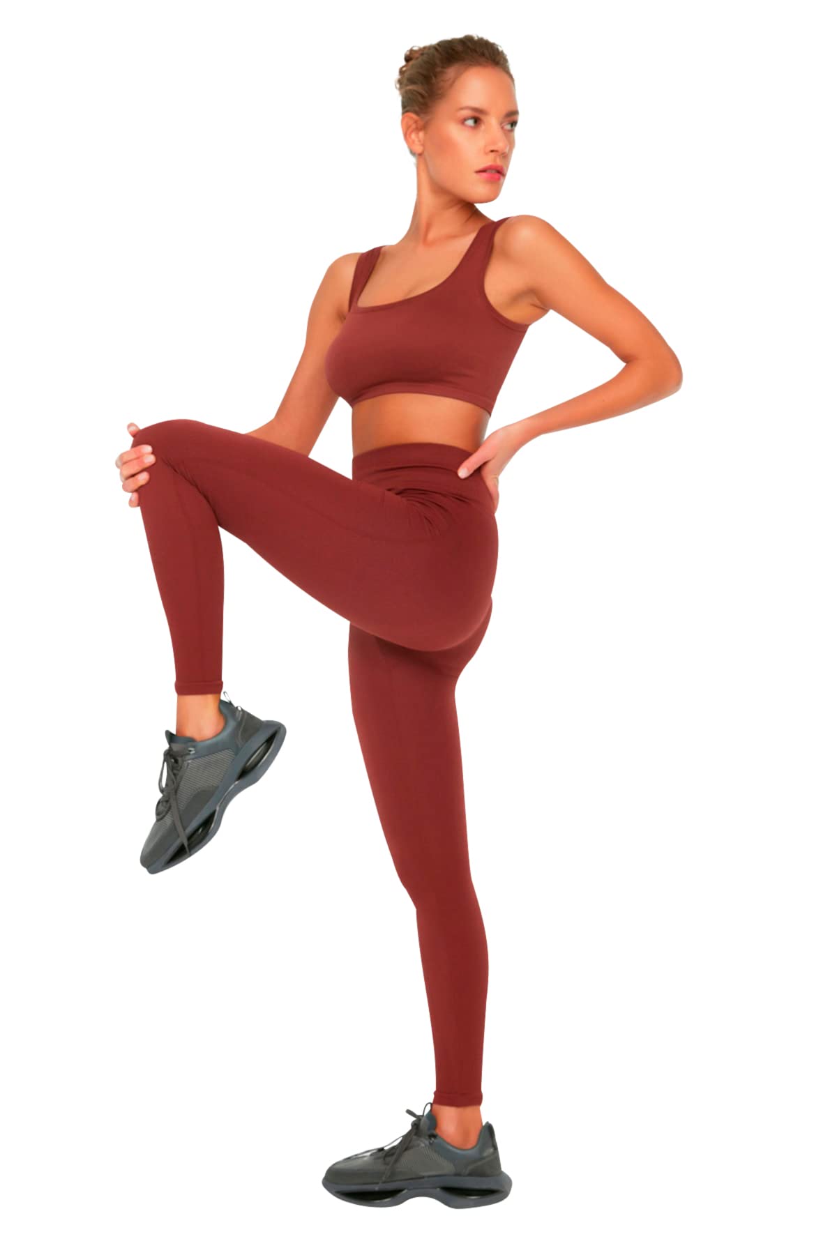 Trendyol Damen Gestrickte Sportstöße Yoga Pants, Brown, M-L EU