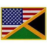EmbTao USA American United States Flag and Jamaica Flag Patch Embroidered Badge Biker Applique Iron On Sew On Emblem