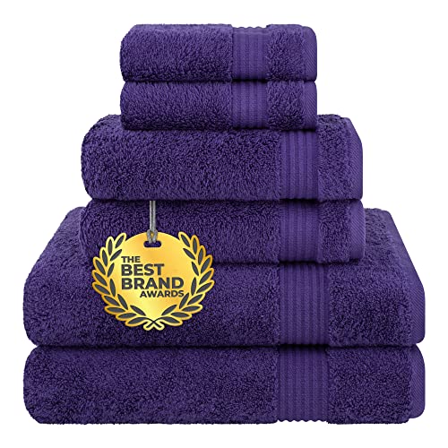 Cotton Paradise 6 Piece Towel Set, 100% Turkish Cotton Soft Absorbent Towels for Bathroom, 2 Bath Towels 2 Hand Towels 2 Washcloths, Purple Towel Set Cotton Paradise 6 Piece Towel Set, 100% Turkish Cotton Soft Absorbent Towels for Bathroom, 2 Bath Towels 2 Hand Towels 2 Washcloths, Purple Towel Set