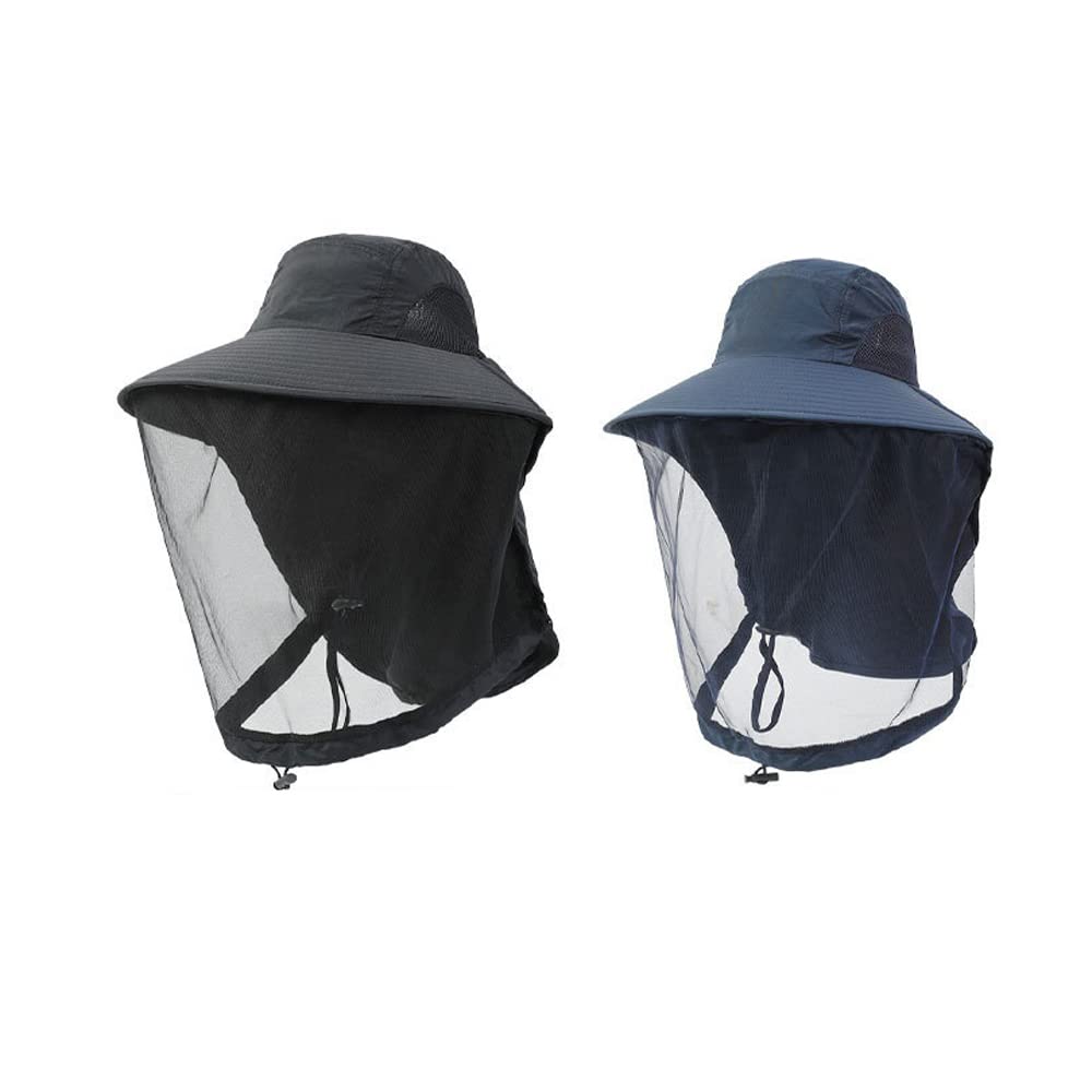 BaronHong Head Net - Sombrero de sol de ala ancha con solapa para el cuello, UPF50+, sombrero de pesca para senderismo, safari, para hombres y mujeres, sombrero de playa con protección solar