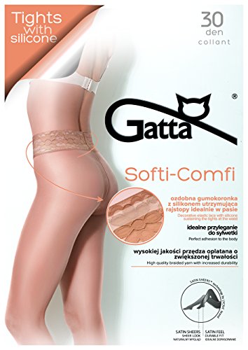 Image of Gatta SHEER TIGHTS | Womens Pantyhose with Comfy Elastic Lace Waistband SOFTI-COMFI 30 (Made in Europe)