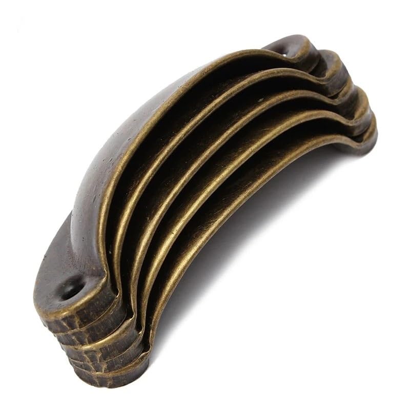 Maniglie for armadietti a conchiglia retrò in ottone antico da 20 pezzi(Brushed Green Bronze)