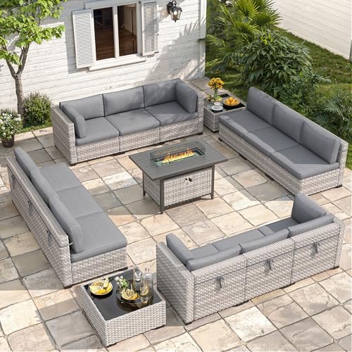 MAISON BACKYARDS 12-Seat Modern Outdoor Wicker Rattan Patio Furniture Set