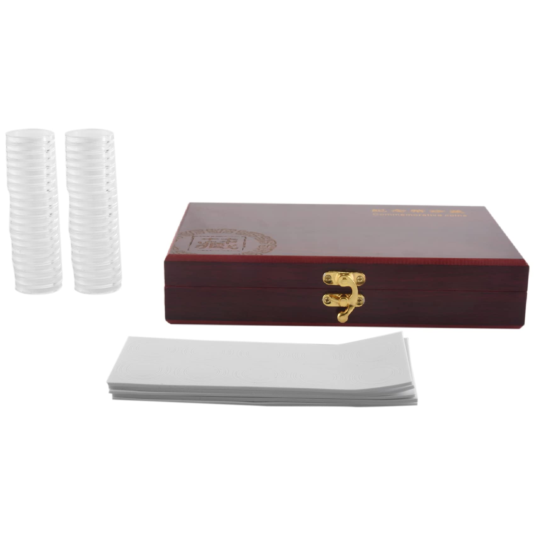 Kquepo 50IèCes SéRies BoîTe de Rangement en Bois pour BoîTe de Rangement de Protection de PièCe de Monnaie BoîTe Ronde BoîTe de