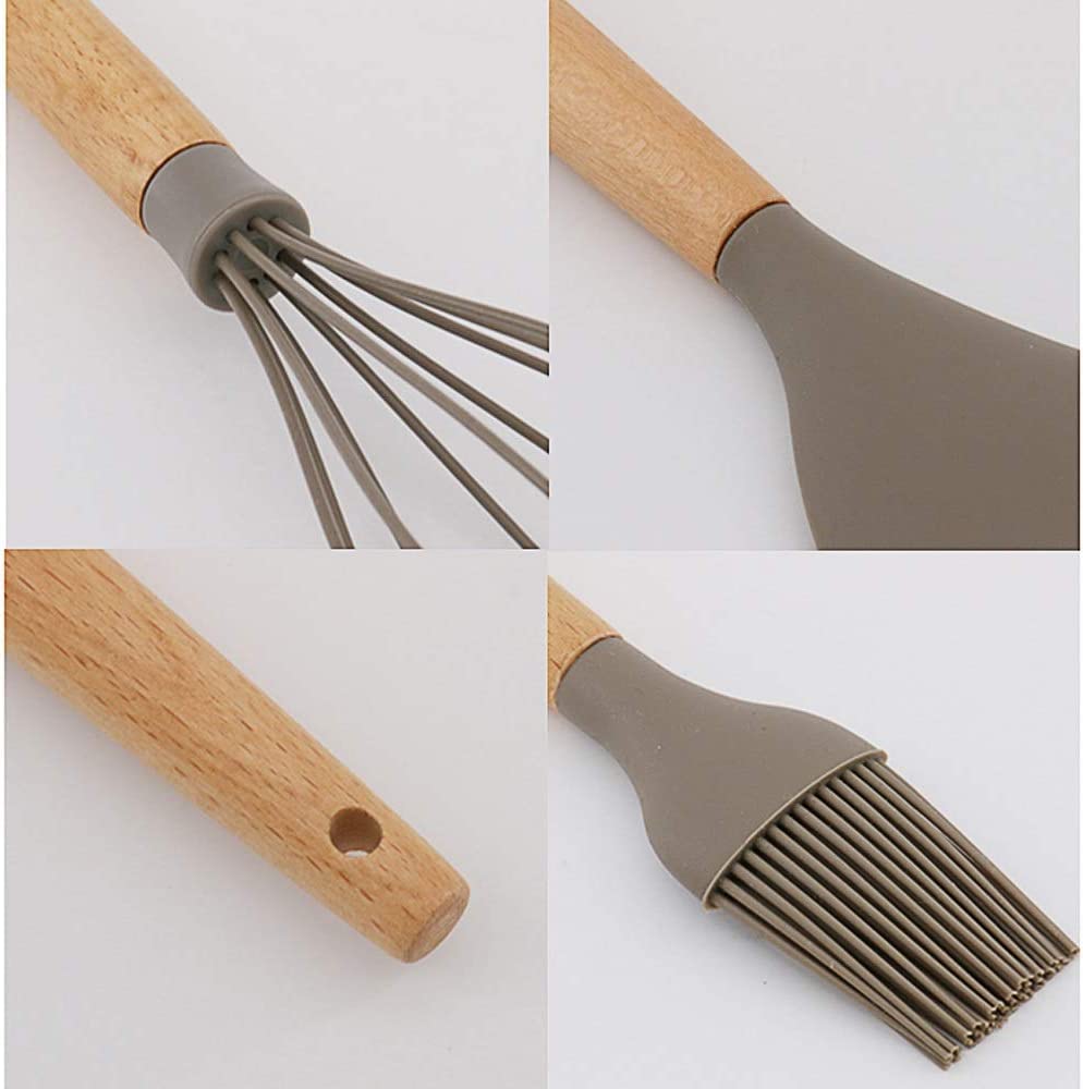 Küchenutensilien Set, Küchenhelfer Set, Holz-Küchenutensilien-Set, Holzlöffel for Kochen, Küchenspatel-Set aus natürlichem Teakholz, einschließlich 7er-Pack