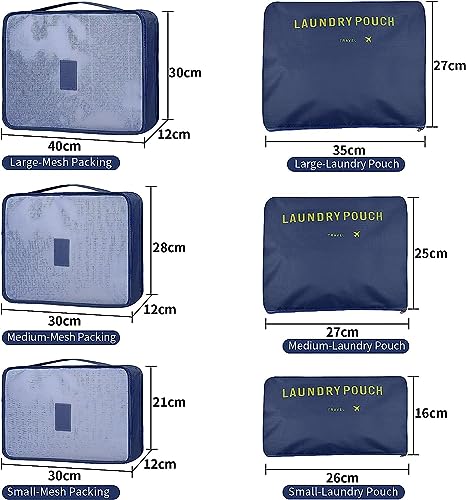 Image of 6‑in‑1 Polyester Travel Packing Cubes Set | Secret Pouch, Laundry Bag & Undergarment Organizer | Clothes Storage Organizer for Suitcase & Travel | 6 PC Set (Flower Print)