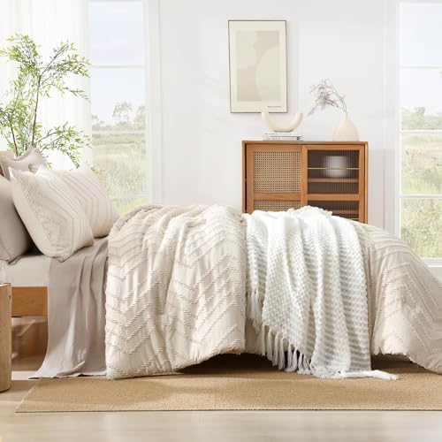 Image of Litanika 3 Pcs Beige Boho Oversized Super King Bedding Comforter Set