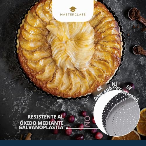 Miniatura 7 de Masterclass Crusty Bake Molde Para Quiche De 30 Cm Con Antiadherente Ptfe, Pfoa Y Bpa, Robusto Acero Al Carbono De 1 Mm, Fondo Suelto, Estriado, Perforado, Gris