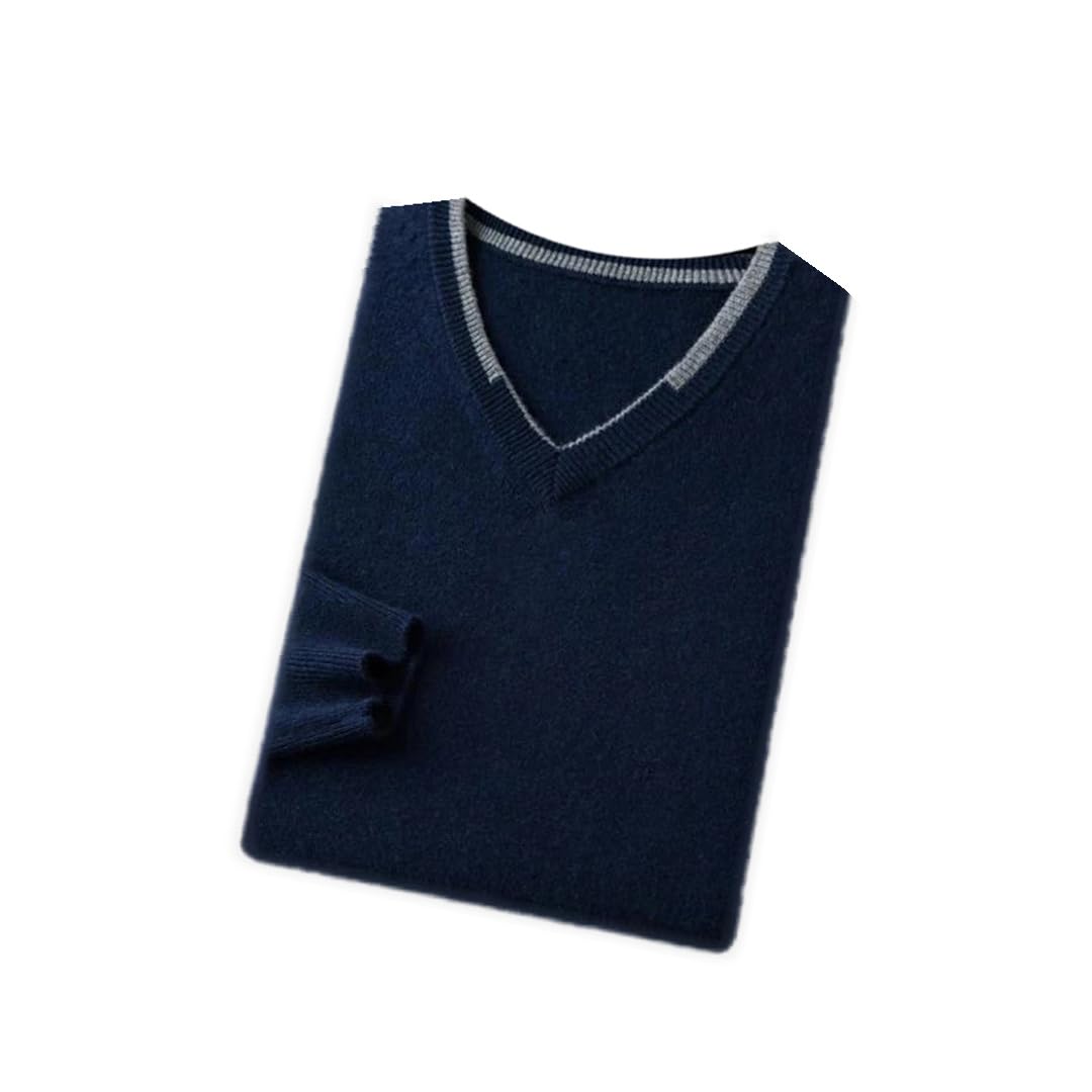 Suéter de manga larga para hombre, 100 % cachemira, cuello en V, para primavera, otoño, talla grande