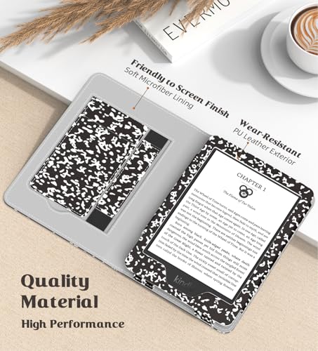 Image of MoKo Case for All-new 6 inch Kindle(11th Generation, 2024 /2022 Release) /(10th Gen,2019) /Kindle(8th Gen, 2016), Ultra Lightweight PU Shell Cover with Auto Wake /Sleep for Kindle 2024, Notebook Black