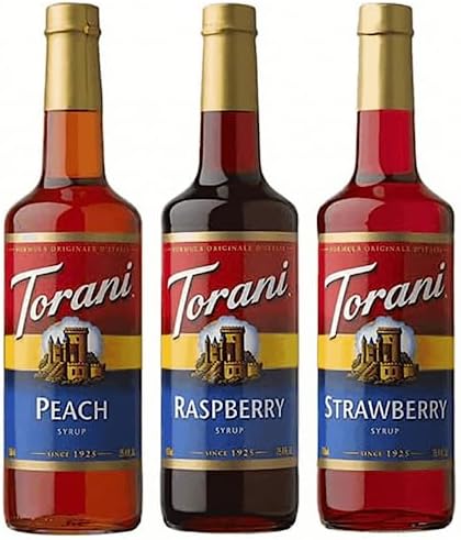 Torani Syrup Fruit Flavors 3 Pack, Raspberry, Strawberry and Peach