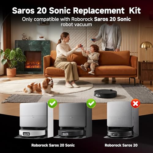 Image of Yivy 26PCS Saros 20 Sonic Replacement Parts for Roborock Saros 20 Sonic Robot Vacuum: 4 Main Brushes, 6 Side Brushes, 4 HEPA Filters, 4 Mop Pads, 6 Dust Bags, 1 Cleaning Brush, 1 Screwdriver